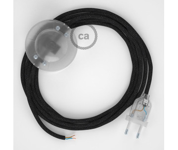 Conexión suelo 3m Transparente cable redondo Seda Glitter Negro RL04