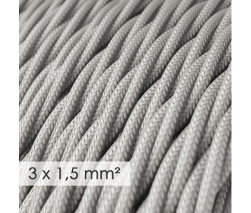 Cable Trenzado 3G1,50 textil  Rayon Plateado