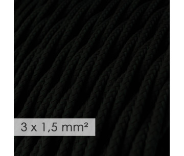 Cable Trenzado 3G1,50 textil  Rayon Negro