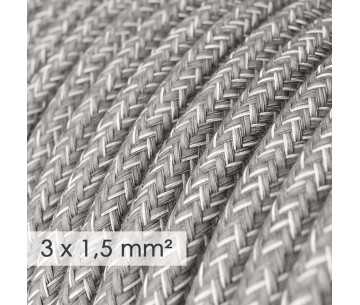 Cable manguera redonda 3G1,50 textil  Lino Gris