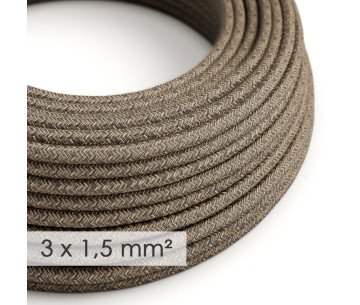 Cable manguera redonda 3G1,50 textil  Lino Marrón