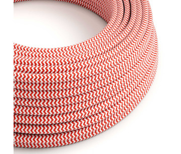 Cable manguera redonda 2x0,75 textil Rayon Rojo zigzag