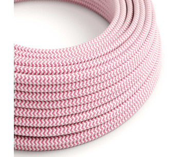 Cable manguera redonda 3G0,75 textil Rayon Fucsia zigzag