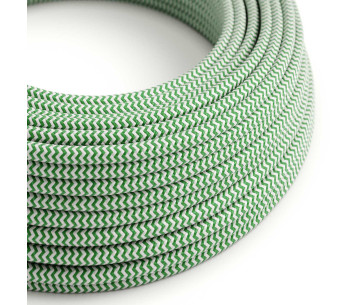Cable manguera redonda 3G0,75 textil Rayon Verde zigzag