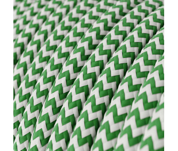 Cable manguera redonda 2x0,75 textil Rayon Verde zigzag