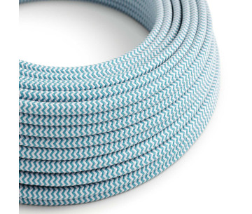 Cable manguera redonda 2x0,75 textil Rayon Turquesa zigzag