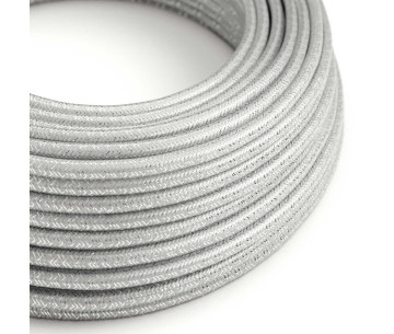 Cable manguera redonda 2x0,75 textil Rayon Plata sólido Glitter
