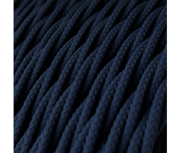 Cable Trenzado 2x0,75 textil Lino Natural Azul Oscuro
