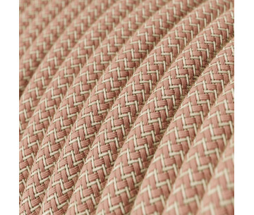 Cable manguera redonda 2x0,75 textil Algodón Zigzag Rosa viejo y lino