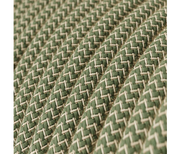 Cable manguera redonda 3G0,75 textil Algodón Zizag Verde Tomillo lino