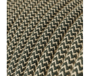 Cable manguera redonda 2x0,75 textil Algodón Zigzag Antracita y Lino