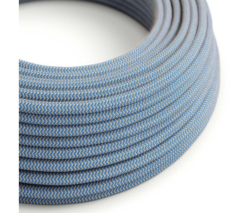 Cable manguera redonda 2x0,75 textil Algodón Zigzag Azul Steward lino