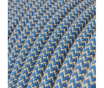 Cable manguera redonda 2x0,75 textil Algodón Zigzag Azul Steward lino