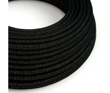 Cable manguera redonda 2x0,75 textil Rayon Negro sólido Glitter