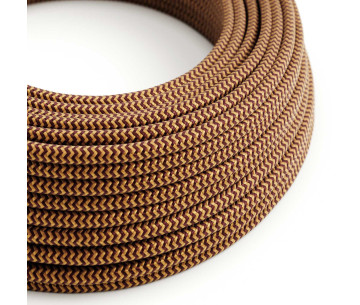 Cable manguera redonda 2x0,75 textil Rayon Dorado burdeos zigzag