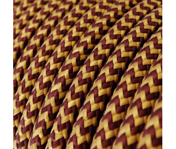 Cable manguera redonda 3G0,75 textil Rayon Dorado burdeos zigzag