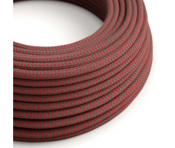 Cable manguera redonda 2x0,75 textil Algodón Rojo Fuego gris zigzag