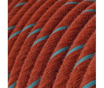 Cable manguera redonda 2x0,75 textil Algodón ladrillo y azul claro