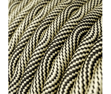 Cable manguera redonda 2x0,75 textil Optical Negro y Dorado