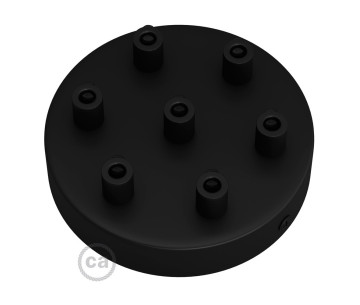 KITrosetón de metal negro, 7 agujeros prensaestopa cilindrico