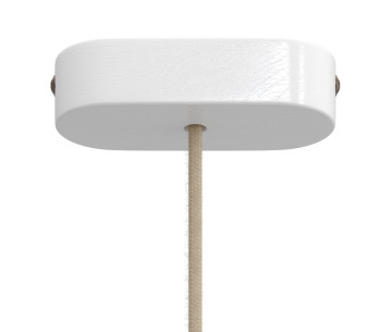 Kit Floron oval de madera blanca 1 agujero 10mm para cable textil