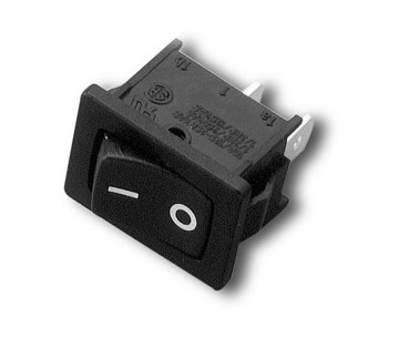 Interruptor rectangular negro serigrafiado on-off 2p