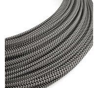 Rollo 50m. Cable textil Bajo Voltaje Zig Zag Blanco Negro RZ04
