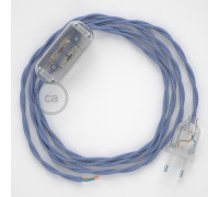 Conexión de mano 1,8m Transparente cable Trenzado Seda Lila TM07