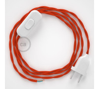 Conexión de mano 1,8m Blanco cable Trenzado Seda Naranja TM15