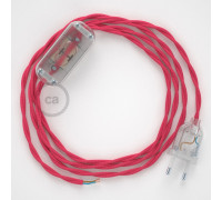 Conexión de mano 1,8m Transparente cable Trenzado Seda Fuchsia TM08