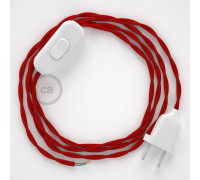 Conexión de mano 1,8m Blanco cable Trenzado Seda Rojo TM09