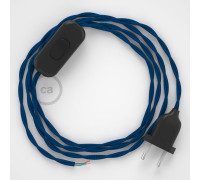 Conexión de mano 1,8m Negro cable Trenzado Seda Azul TM12