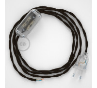 Conexión de mano 1,8m Transparente cable Trenzado Seda Marrón TM13