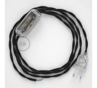 Conexión de mano 1,8m Transparente cable Trenzado Seda Negro TM04