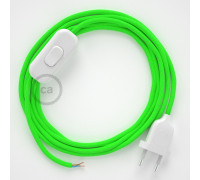 Conexión de mano 1,8m Blanco cable redondo Seda Verde Flúo RF06