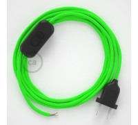 Conexión de mano 1,8m Negro cable redondo Seda Verde Flúo RF06