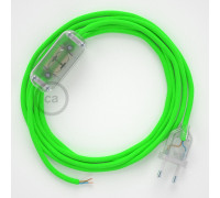 Conexión de mano 1,8m Transparente cable redondo Seda Verde Flúo RF06
