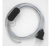 Conexión de mano 1,8m Negro cable redondo Seda Plateado RM02