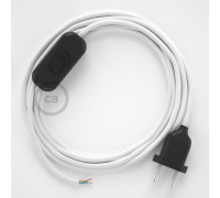 Conexión de mano 1,8m Negro cable redondo Seda Blanco RM01