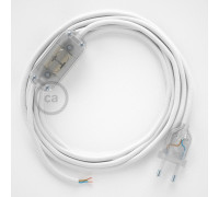 Conexión de mano 1,8m Transparente cable redondo Seda Blanco RM01