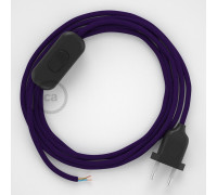 Conexión de mano 1,8m Negro cable redondo Seda Púrpura RM14
