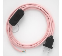 Conexión de mano 1,8m Negro cable redondo Seda Rosa RM16