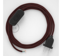 Conexión de mano 1,8m Negro cable redondo Seda Burdeos RM19