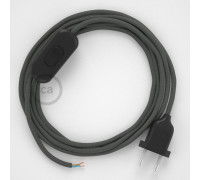 Conexión de mano 1,8m Negro cable redondo Seda Gris RM03
