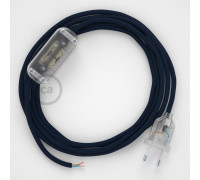 Conexión de mano 1,8m Transparente cable Redondo Seda Azul Marino RM20