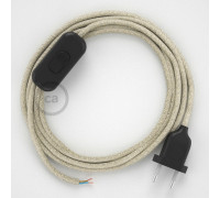 Conexión de mano 1,8m Negro cable redondo Lino Natural Neutro RN01