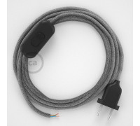 Conexión de mano 1,8m Negro cable redondo Lino Natural Gris RN02