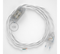 Conexión de mano 1,8m Transparente cable Trenzado Seda Blanco TM01