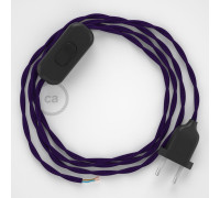 Conexión de mano 1,8m Negro cable Trenzado Seda Púrpura TM14