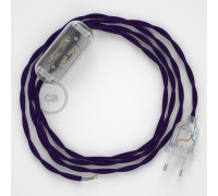 Conexión de mano 1,8m Transparente cable Trenzado Seda Púrpura TM14